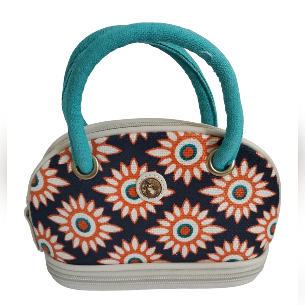 Womens Sparta Multicolored makeup bag‎ handbag orange and blue Teal small